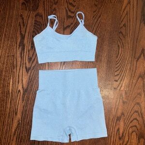Amazon light blue two-piece workout set